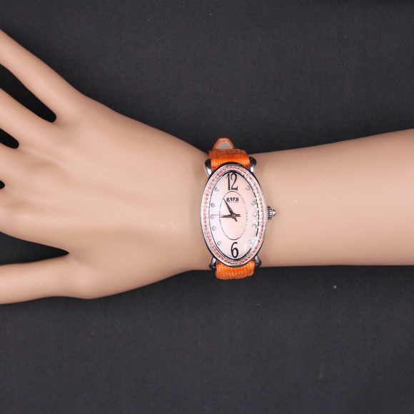 Orange Sapphire Diamond 1.90 Tcw Luxury Watch